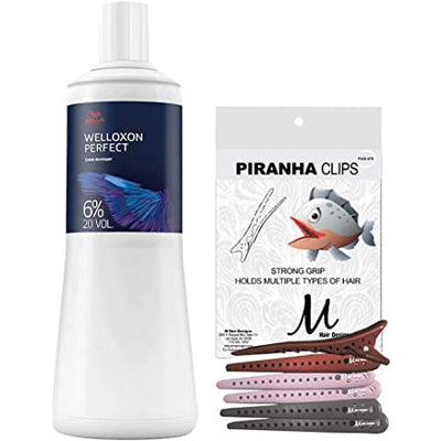 Wella Welloxon Perfect 6% 20 Volume Creme Developer 1 Liter , Designs Piranha Hair Clips