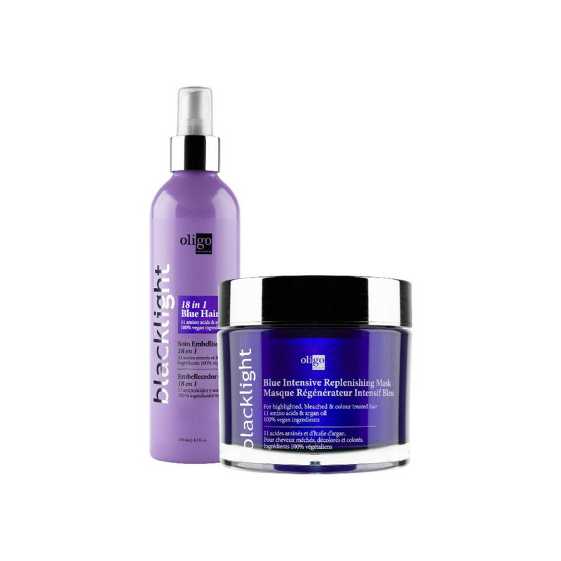 Blacklight Duo embellisseur de cheveux bleus 18 en 1 et masque régénérant intensif bleu