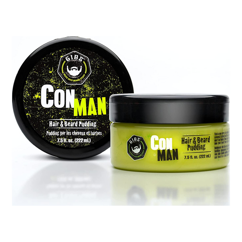 Con Man Crème revitalisante sans rinçage pour barbe et cheveux pour coiffer et hydrater - Beard Pudding - Curl Definer