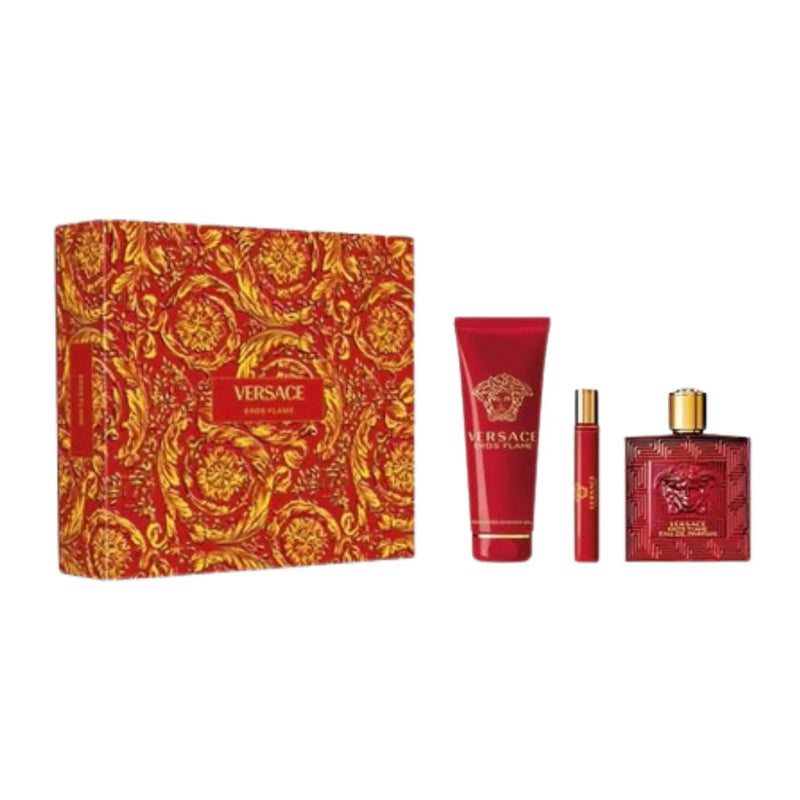 Eros flame eau de parfum three piece git set