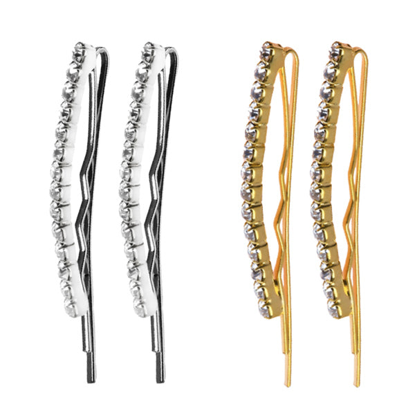 Crystal Silver & Gold Bobby Pins 