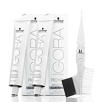 Schwarzkopf Igora Royal SILVER Absolutes SilverWhite Tonal Refiner 2 Piece , Tint Brush Comb