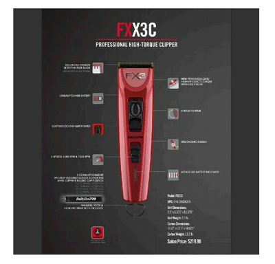 BaByliss PRO FX3 Collection Red FXX3C clipper